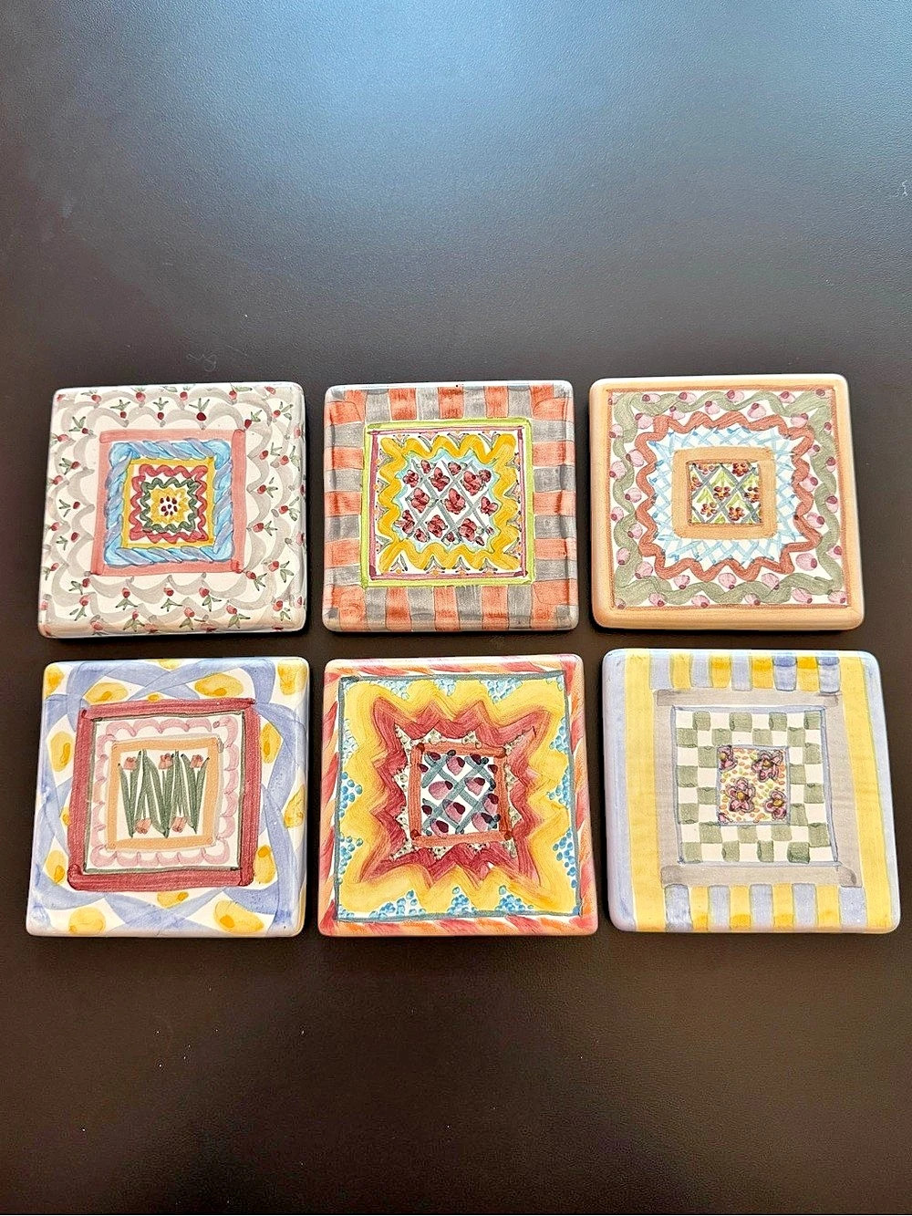 vintage MacKenzie-Childs Coasters set of 6